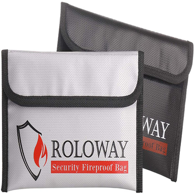 MSDS Foldable Fireproof Money Bag , Fiberglass Waterproof Document Bag